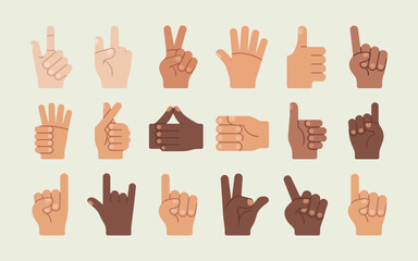 Obraz premium Set of diverse hand gestures and signals