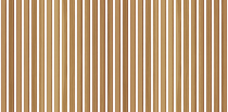 SEAMLESS pattern of light brown wooden wall panel, isolated on transparent background. Decorative accent wall, space divider or fence design. 
