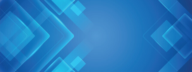 Obraz premium Abstract blue technology background with glassmorphism effect, transparent shapes, and dynamic network flow for modern digital