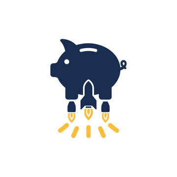 Piggy bank launching like rocket, fast bonus accumulation and rewards growth in loyalty program, loyalty program set