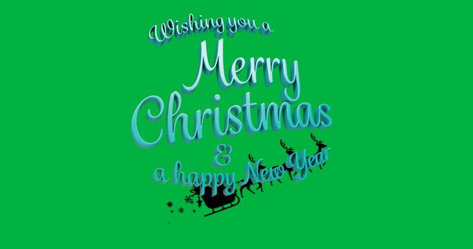 Digital animation of merry christmas and happy new year text banner against black background