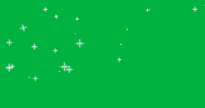 Digital animation of multiple snowflakes falling against black background