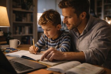 Obraz premium Parent Helping Kids with Homework