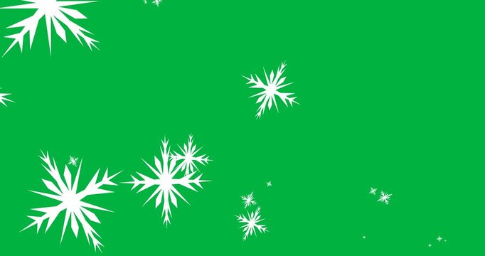Digital animation of multiple snowflakes icons against black background