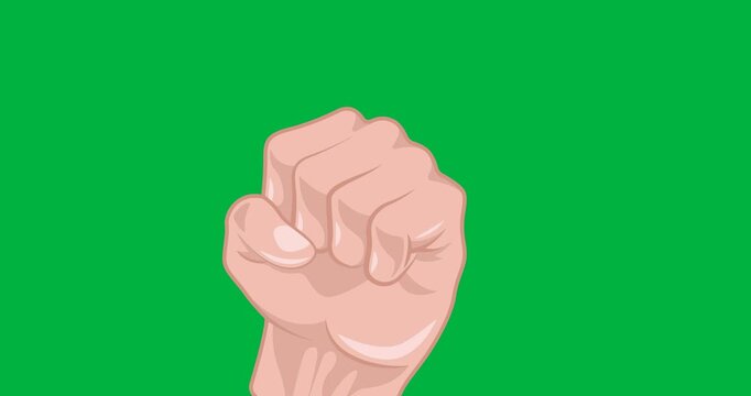 Digital animation of hand fist icon against black background
