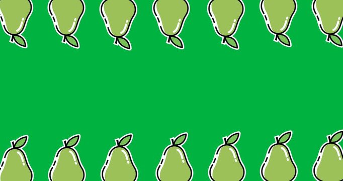 Multiple guava icons moving in seamless pattern with copy space against black background