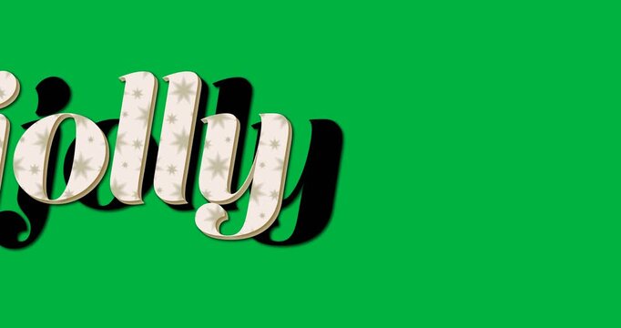 Digital animation of jolly text banner against black background