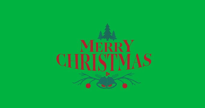 Digital animation of merry christmas text banner against black background