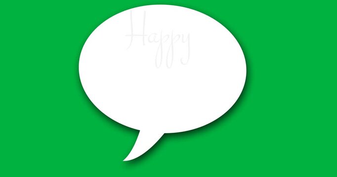 Happy substitute day text and pencil icon over a speech bubble against black background