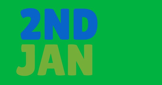 Digital animation of we 2nd jan text banner against black background