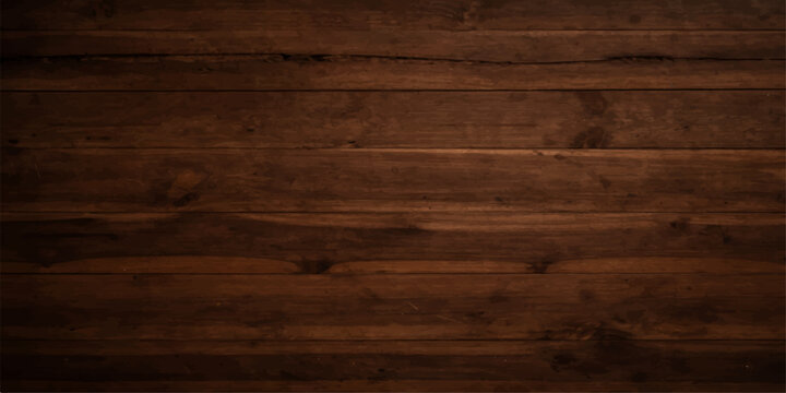 A natural dark brown hardwood surface features a textured old wood grain pattern, creating a rustic timber plank backdrop for a weathered wooden board panel or floor material design