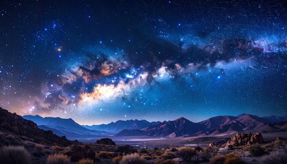 Fototapeta premium A breathtaking starry night sky over a desert landscape