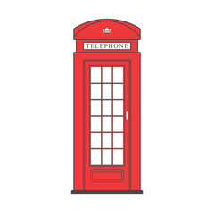 Fototapeta premium British phone box. Telephone booth in London. Red telephone booth icon. English traditional telephone.