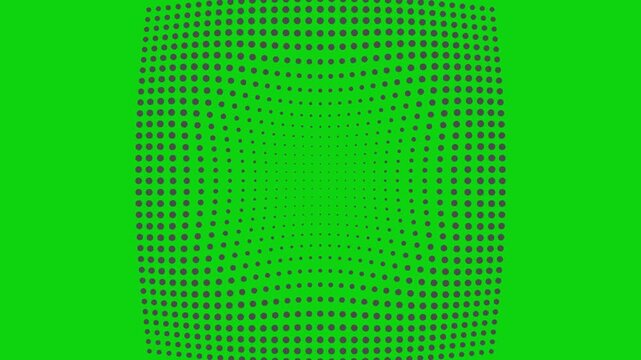 Halftine dot pattern animation on green background 