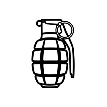 Military Hand Grenade Icon Vector Line Art Illustration