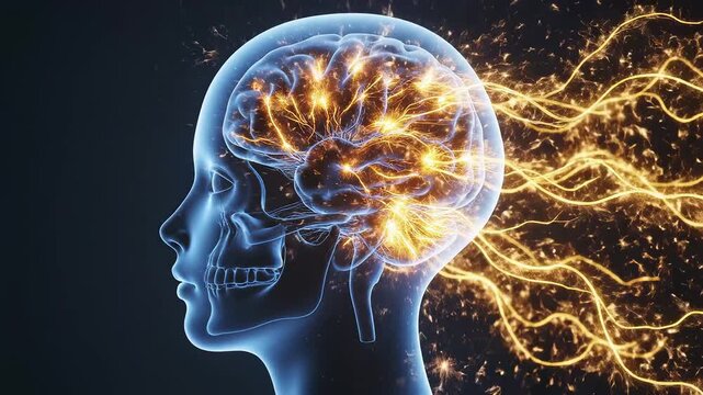 Human brain activity illustration for commercial backgrounds, digital design, and advertising