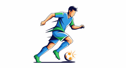 Obraz premium Stylized graphic of a person playing soccer, dribbling the ball