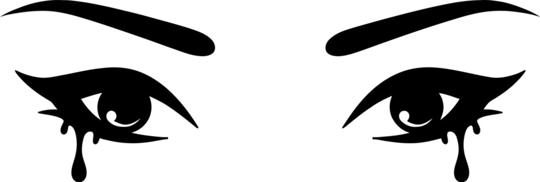 Gothic crying eyes with dripping tears vector