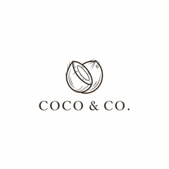 Fototapeta premium Elegant Coco Food Service Logo Design Featuring Fresh Coconut Elements