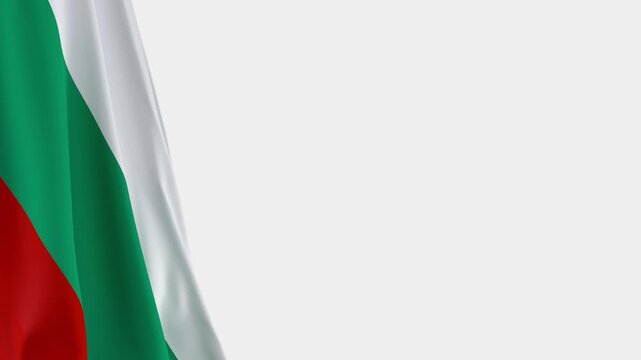 Bulgaria Flag on Left Side, Waving National Symbol with Copy Space
