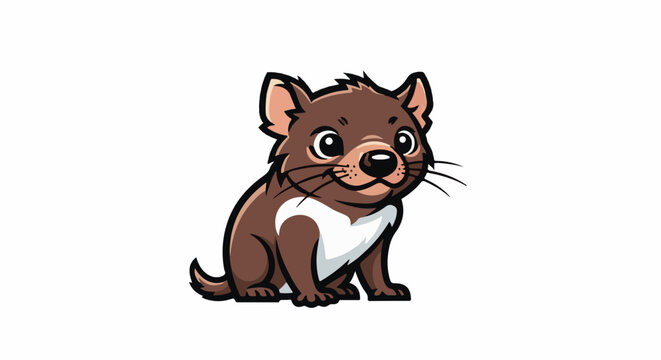 Cute cartoon Tasmanian devil sitting