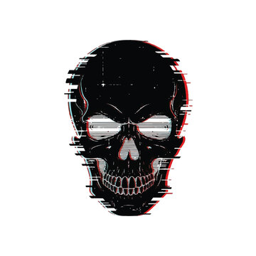 Black Skull with Glowing Eyes.