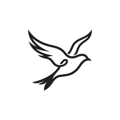 Obraz premium Flying Birds Silhouette Vector in Black and White Minimal Nature Illustration
