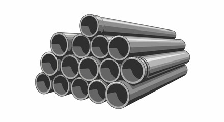 Fototapeta premium Stack of grey cylindrical tubes arranged in a pyramid