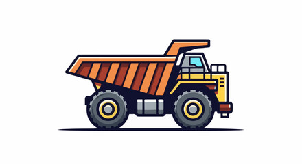 Obraz premium A yellow and orange heavy-duty dump truck with large wheels