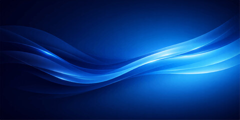 Fototapeta premium Modern Abstract Blue Wave Background with Glowing Light Effects, Smooth Flowing Curves, and Gradient Lines, Creating a Futuristic Dark Blue Digital Design with Dynamic Cyber Aesthetic Style.