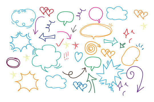 Colorful doodle art a whimsical collection of hand drawn shapes and symbols