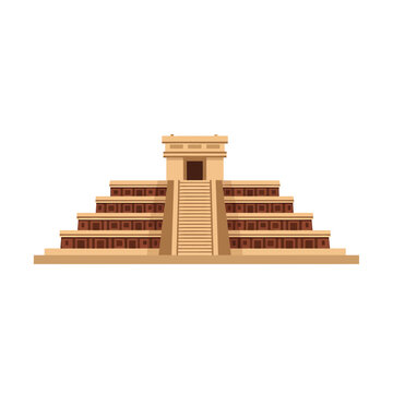 Ancient Mayan Step Pyramid Vector Illustration Mexican Landmark