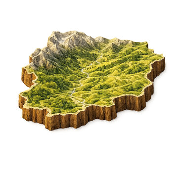 3D geographic illustration map of the Andorra. Science, Europe continents