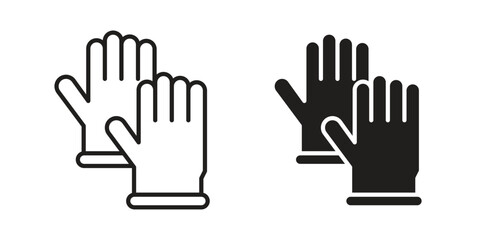 Fototapeta premium Glove icon outline and solid set. Graphic icons