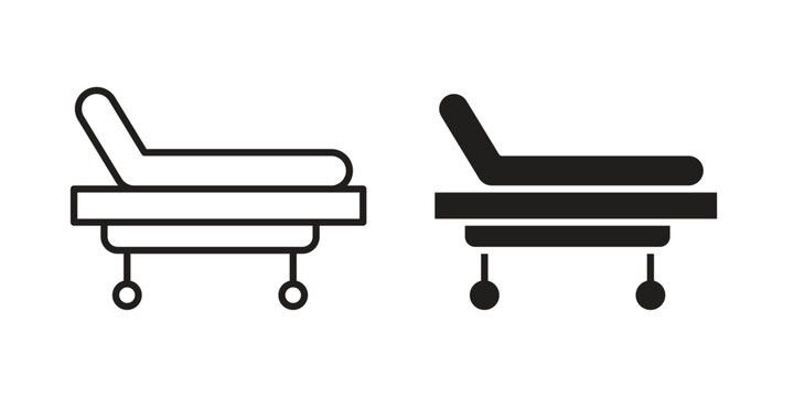 Hospital bed icon outline and solid set. Graphic icons