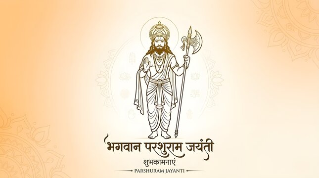 Lord Parshuram Jayanti Illustration with Axe and Bow, Hindu Deity Bhagwan Parshuram for Religious Festival Background