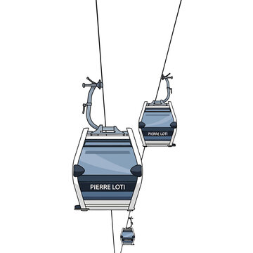 Vector Illustration of Pierre Loti Cable Cars in Istanbul Turkey