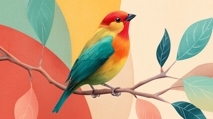 Fototapeta premium Decorative Bird Illustration with Clean Background and Modern Style