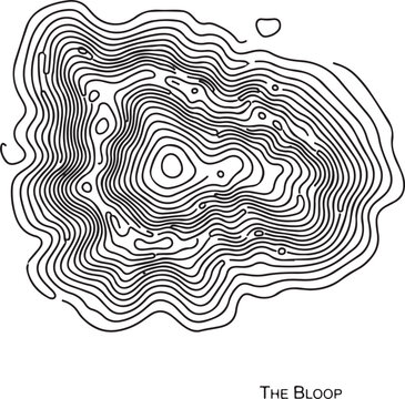 The Bloop Minimalist Topographic Map Line Art Contour Design