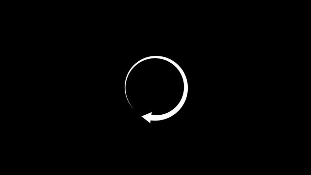 Abstract refresh button animation, Neon blue circle arrow, reload or rotation icon animated on black background. 4k video