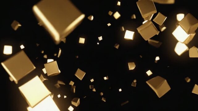 3d golden paper planes flying in dark space with glowing light trails for business success concept