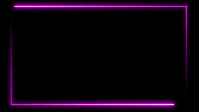 Neon frame animation, purple glowing light border, rectangular laser outline, modern futuristic frame lines, seamless loop minimal light effect on dark background