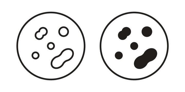 Microorganism icon outline and solid set. Graphic icons