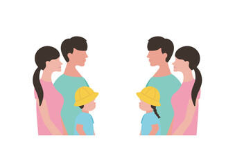 Fototapeta premium 両親と幼児のベクターイラスト素材セット