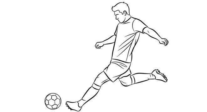 Sketch of a soccer player in motion kicking a ball during a game