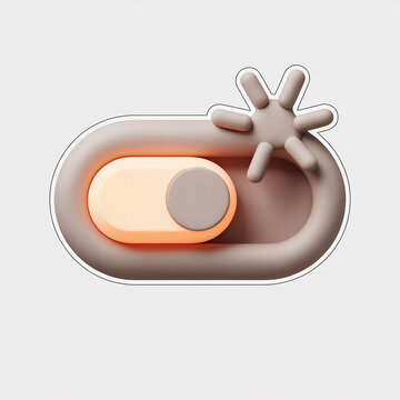 3D Puffy Claymorphism Focus Mode Toggle Sticker for ADHD Productivity and Digital Planners