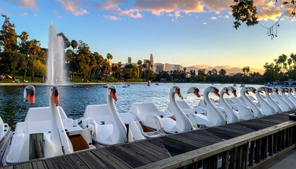 Swan Boats at Echo Park Lake.