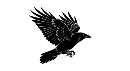 Fototapeta premium Flying Eagle Silhouette Vector Isolated on White Background