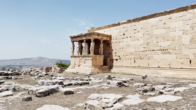 Erechtheion porch of the caryatids on acropolis in athens greece