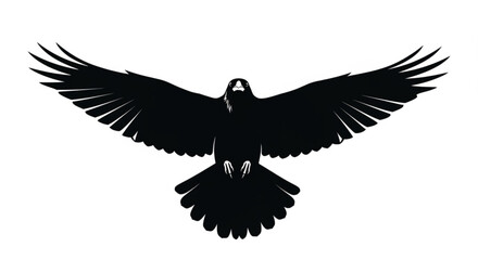 Fototapeta premium Eagle flying with wings spread vector illustration silhouette design